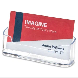 Clear Plastic Business Card Holder - 1.81" x 3.88" x 1.38"