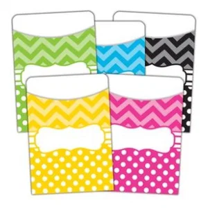 Chevron and Dots Library Pockets - Multi Pack