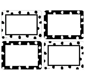 Black and White Painted Dots Name Tags/Labels - Multi-Pack