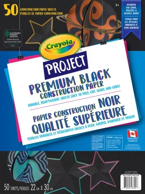 Crayola Project Premium Black Construction Paper, 50 Sheets
