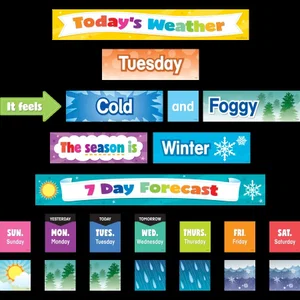Colourful Weather Pocket Chart Cards Mini Bulletin Board Set