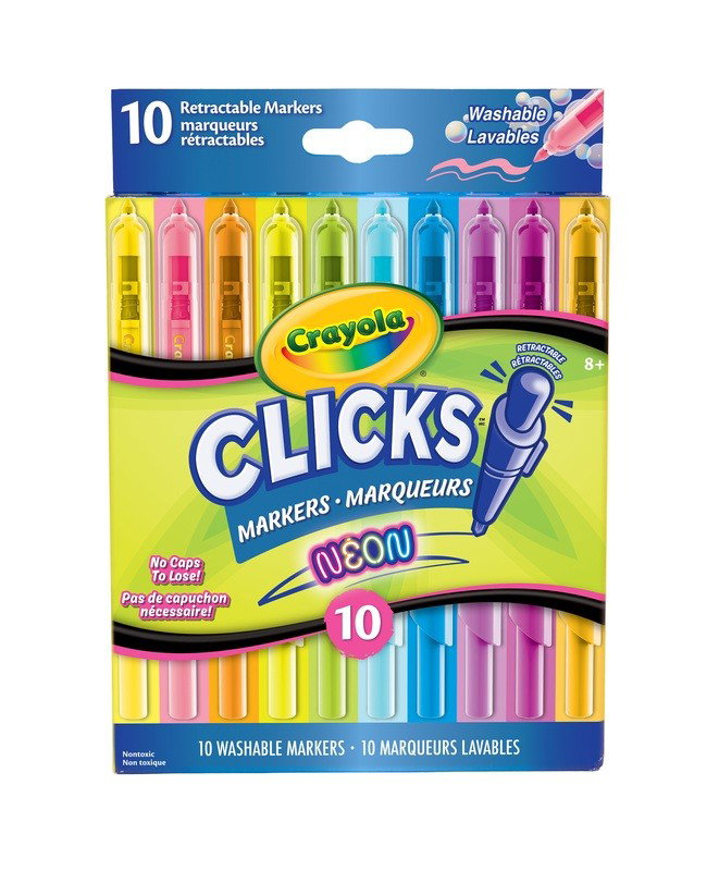 Crayola Clicks Retractable Markers, Neon - 10 Pk