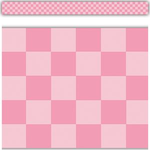 Image of Cool for School Pink Checkers Straight Border Trim