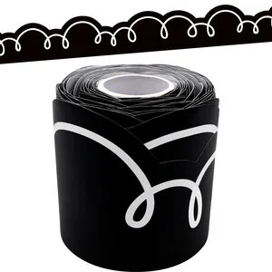 Black with White Squiggles Die-Cut Rolled Border Trim