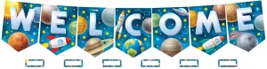 Outer Space Crew Pennants Welcome Bulletin Board
