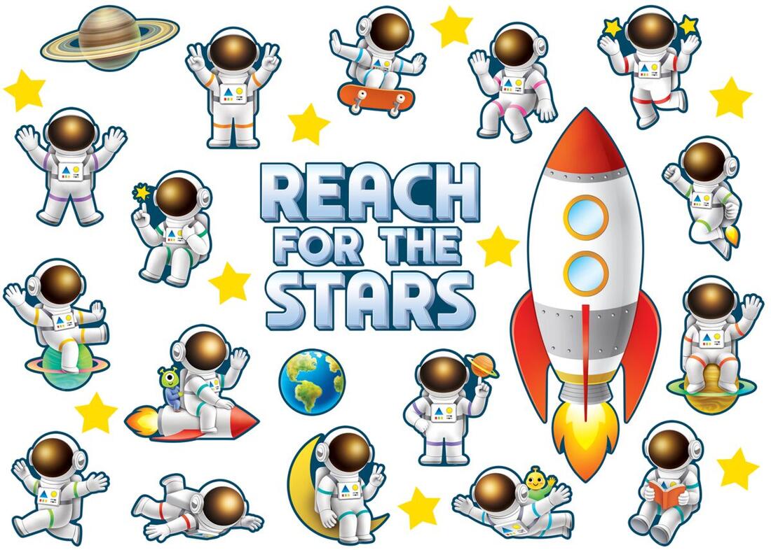 Outer Space Crew Reach for the Stars Bulletin Board