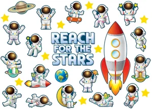 Outer Space Crew Reach for the Stars Bulletin Board