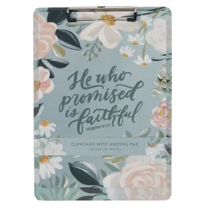 Clipboard w/Pad Blue Floral He Who Promised is Faithful Heb. 10:23