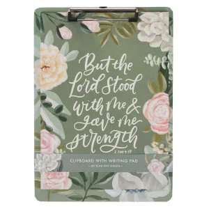 Clipboard w/Pad Green Floral But the Lord Stood With Me 1 Tim. 4:17