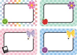 Cool for School Checkers Name Tags/Labels - Multi-Pack