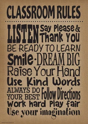 Burlap Classroom Rules Positive Poster