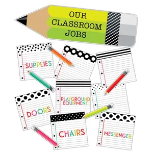 Classroom Jobs Mini Bulletin Board Black, White & Stylish Brights