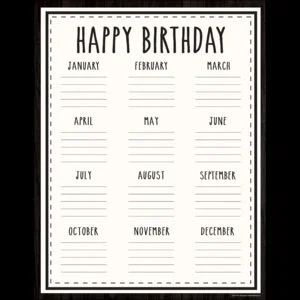 Modern Farmhouse Happy Birthday Chart
