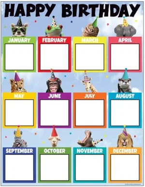 Go Wild Animals Happy Birthday Chart