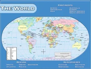 World Map Chart 17" x 22"