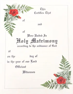 Marriage Certificate (Tan w/ Red Roses)