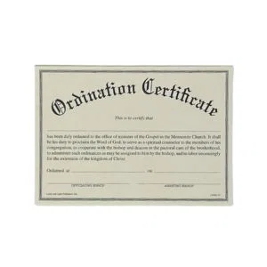 Ordination Certificate Minister