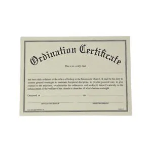 Ordination Certificate Bishop