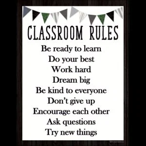 Classroom Rules Chart Modern Farmhouse 17" x 22""