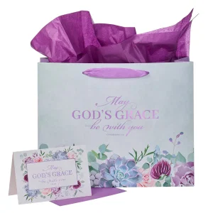 May God's Grace Be With You Purple Succulent Large Landscape Gift- Disconti