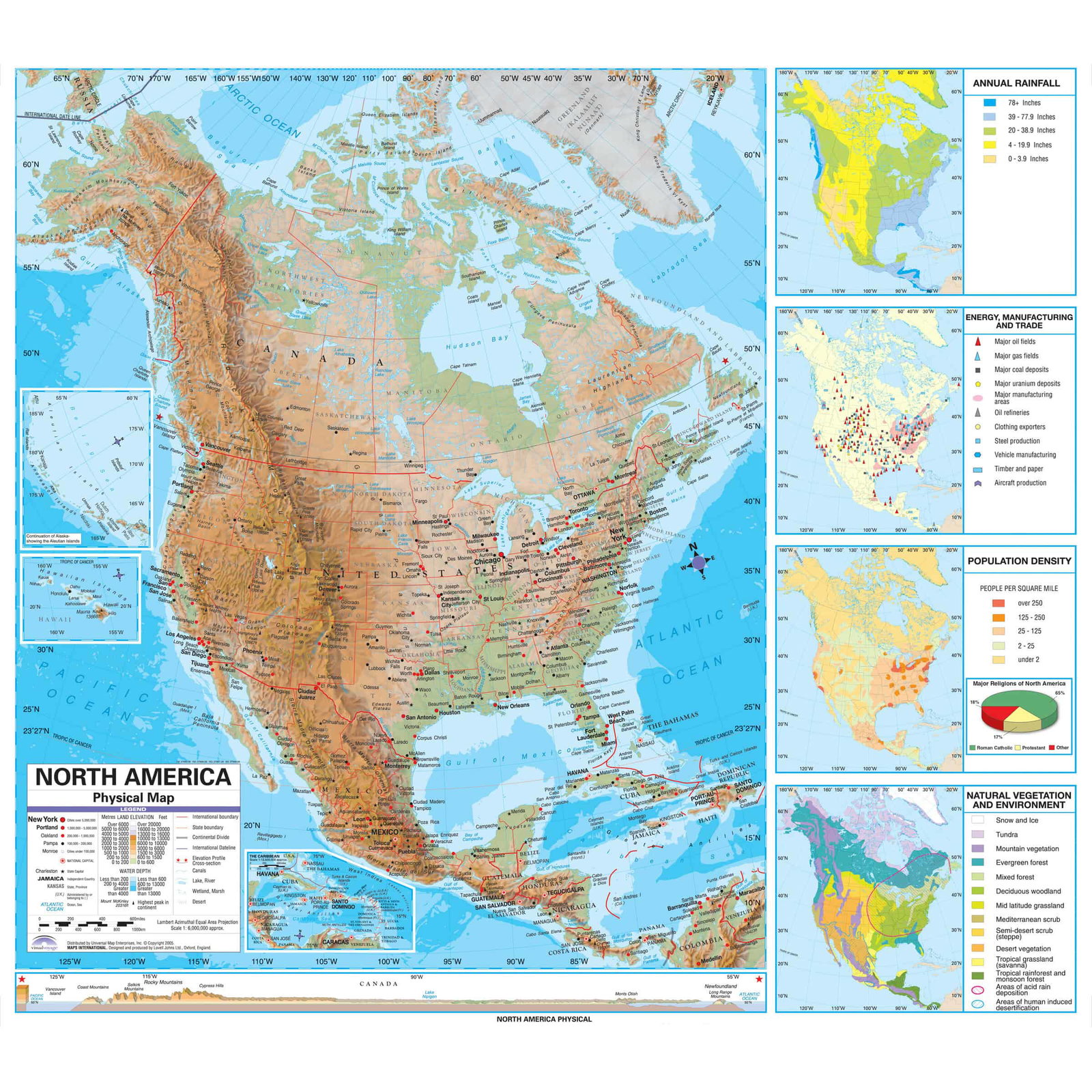 Image of KAPPA North America Physical Wall Map – Spring Roller w/ Backboard 63×43′