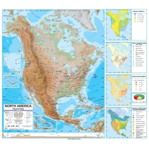 KAPPA North America Physical Wall Map - Spring Roller w/ Backboard 63x43"