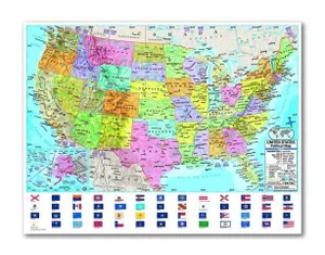 Map : US Advanced Political Map - Laminated