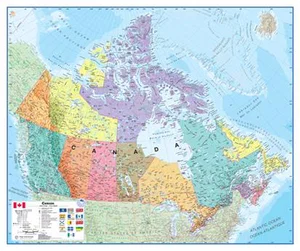 3 Map Custom Set: Canada, N. America, World Essential Map W/ Backboard