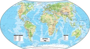 Wall Map Advanced Physical World w/roller on Backboard