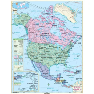 KAPPA North America Essential Wall Map w/ Spring Roller w/Backboard