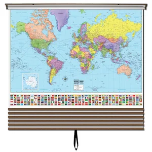 KAPPA 3-Map Custom Advanced Political Spring Roller Map w/ Backboard