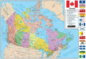 Canada Gloss Paper Wall Map 49" x 33" English & French