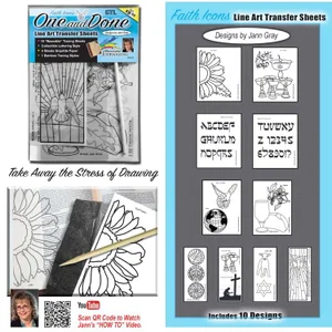 One & Done Line Art Transfer Sheets - Faith Icons