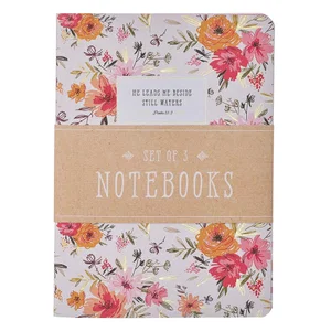 Notebook Set 3pc White Ps. 23:2, Stripes 2 Cor. 12:9, Pink Jer. 17:7