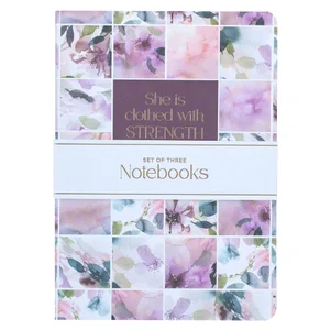 Notebook Set 3pc Strength & Dignity Purple Floral Proverbs 31:25