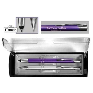 Adoration Pen and Pencil Gift Set - Violet and Silver