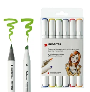 DeSerres Alcohol Dual Tip Marker 6 pk - Primary Colours
