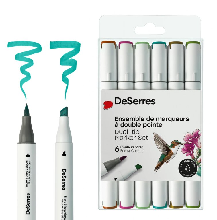 Image of DeSerres Alcohol Dual Tip Marker 6 pk – Forest Colours