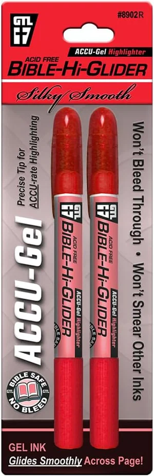 Accu-Gel Bible-Hi-Glider Red - 2 pk