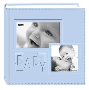 Photo Album 200-Pocket Embossed "Baby"" Leatherette Frame Cover Blure