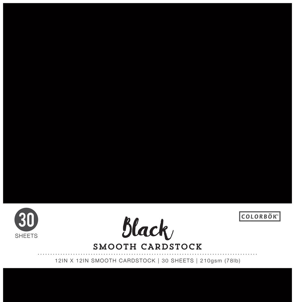 Cardstock Smooth Black 12'X12'' 30/Pkg
