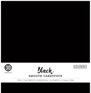 Cardstock Smooth Black 12"X12"" 30/Pkg