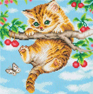 Crystal Art Mounted Kit (Med) Cherry Kitten