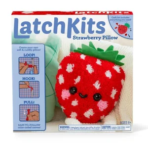 Latch Hook Strawberry Pillow 11"x11"