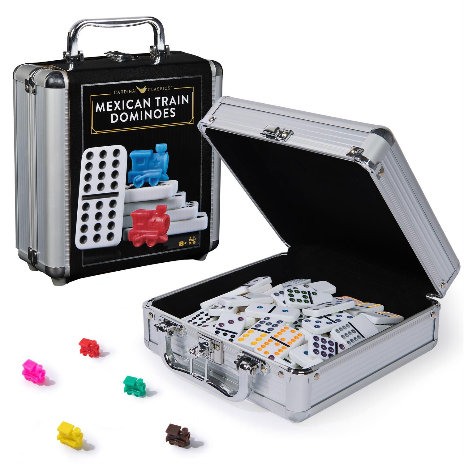 Image of Mexican Train Dominoes Game in Aluminum Carry Case