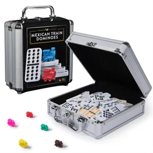 Mexican Train Dominoes Game in Aluminium Carry Case
