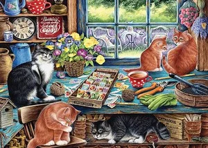 Puzzle Tray Garden Shed Cats 35 pc