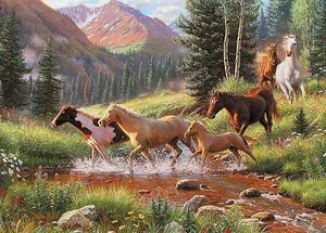 Puzzle Tray Horses Stream 35 pc