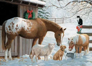Puzzle Winter Barnyard 350 pc Family Pieces