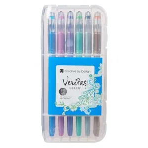Gel Pen Set, 12 Pack Assorted Colours - 6 Metallic, 6 Glitter